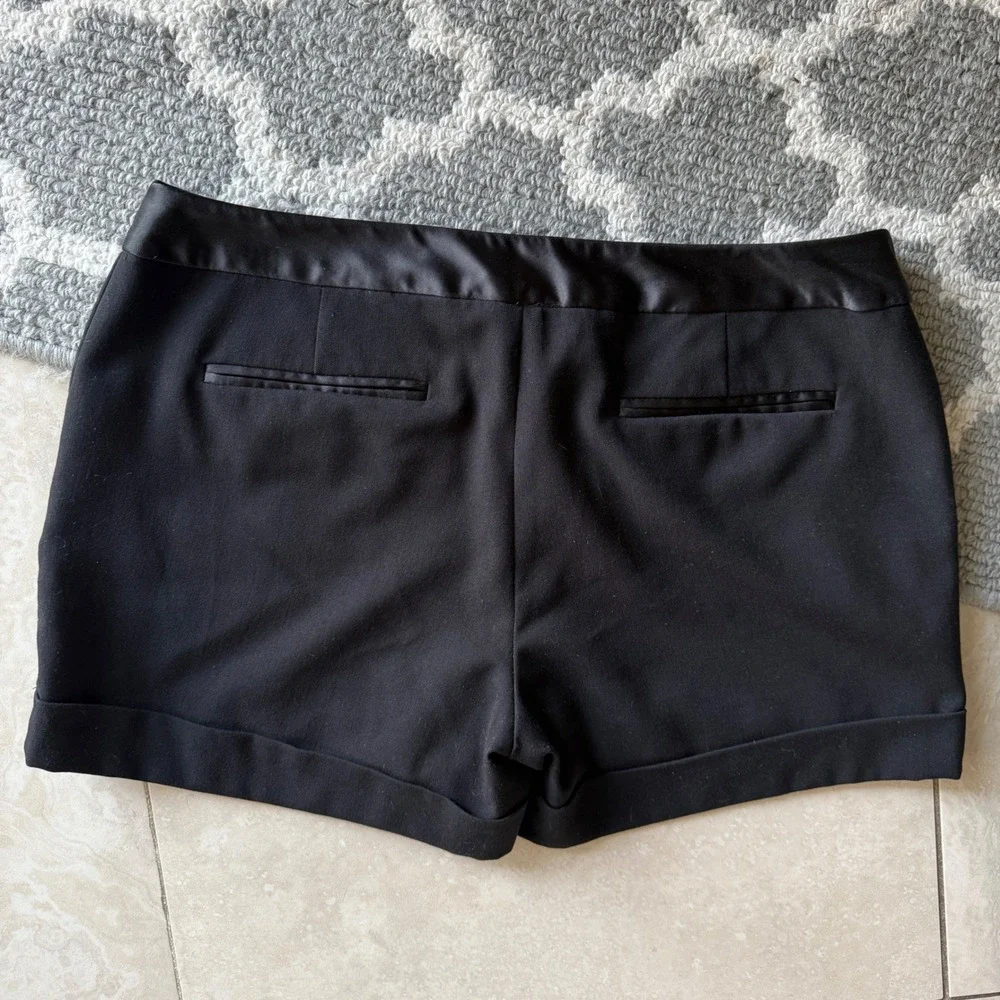 2000s Y2K Charlotte Russe Black Satin Trim Mini Shorts - Picture 4 of 5